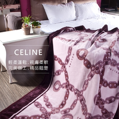 CELINE 經典鎖鏈LOGO保暖絨毛蓋毯-大/紫紅色