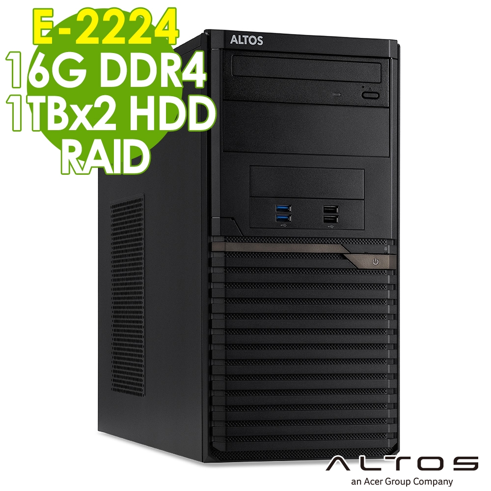 Acer Altos T110F5 商用伺服器 E-2224/16G/1TBX2/RAID