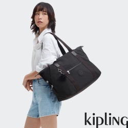 Kipling 曜岩黑品牌經典圓標手提側背包-ART M