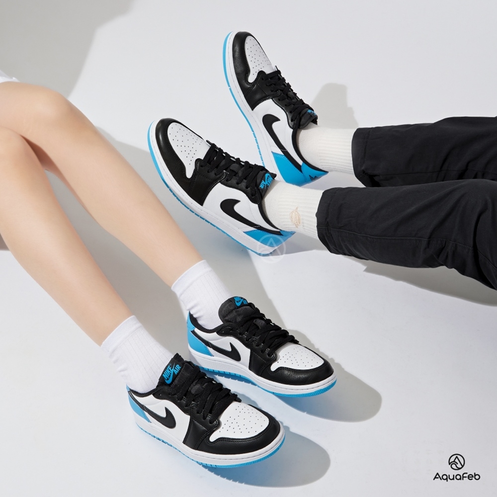 Nike Air Jordan 1 Retro Low OG 女鞋黑白藍色經典低筒運動休閒鞋