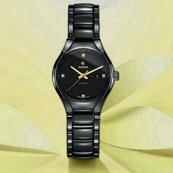 RADO 雷達表 官方授權R01 True真我系列真鑽機械腕錶 黑金陶瓷4鑽女款30㎜ (R27242712)