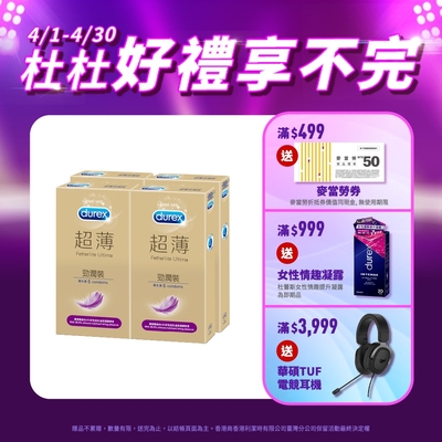 【Durex杜蕾斯】 超薄勁潤裝保險套5入x4盒（共20入）