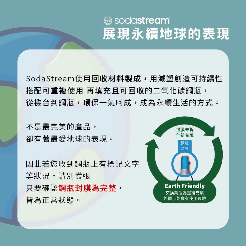 Sodastream 二氧化碳交換旋轉鋼瓶425g(須有空鋼瓶供交換滿鋼瓶) | 廚房