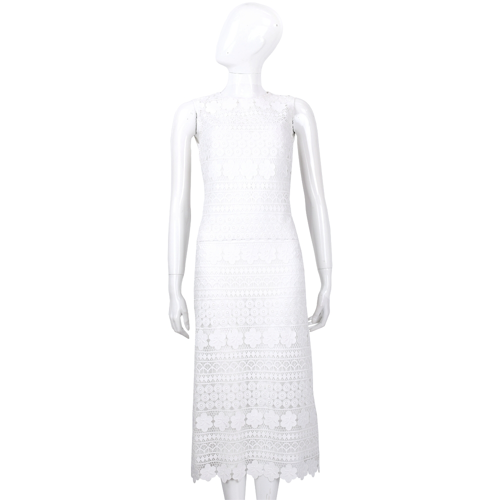 ERMANNO SCERVINO 白色簍空雕花蕾絲無袖洋裝