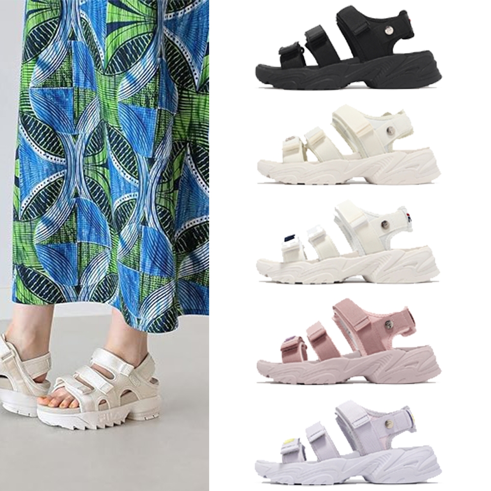 Fila 涼鞋 Tapered Sandals 女鞋 魔鬼氈 抓地 厚底增高 涼拖鞋 斐樂 單一價 5S316Y012