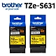 【2入組】brother TZe-S631 超黏性護貝標籤帶 ( 12mm 黃底黑字 ) product thumbnail 2