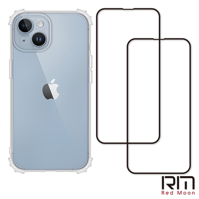RedMoon APPLE iPhone14 6.1吋 手機殼貼3件組 鏡頭全包式軍規殼-9H玻璃保貼2入