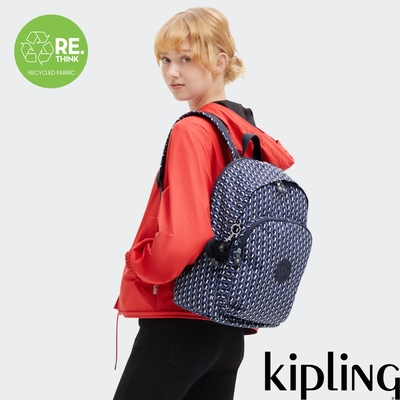 Kipling 立體老花時尚拉鍊大開口後背包-DELIA M