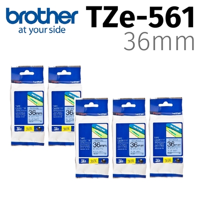 【5入組】brother 原廠護貝標籤帶 TZe-561 (藍底黑字 36mm)