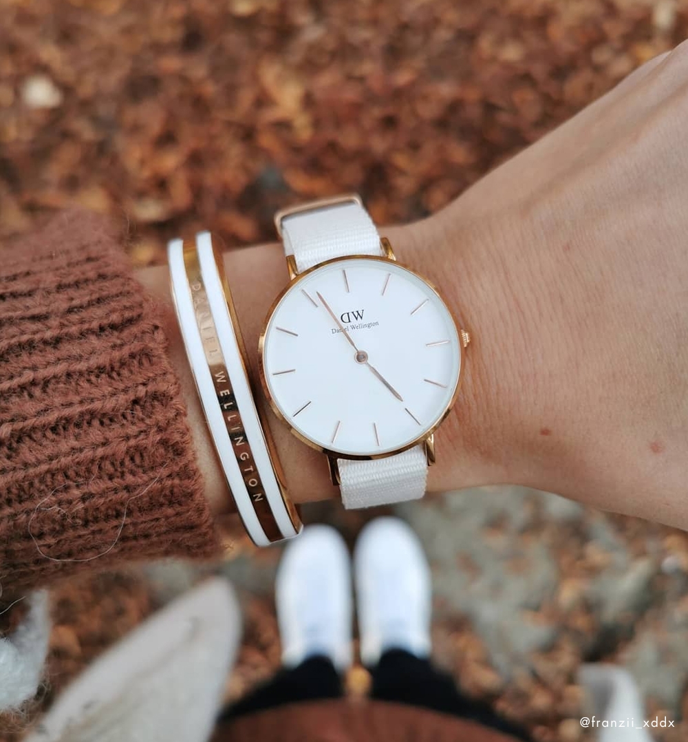 Daniel Wellington DW 手錶Petite Dover 32mm純淨白織紋錶DW00100311