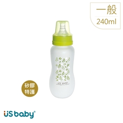 US baby 優生 真母感特護玻璃瓶(一般口徑240ml-綠)