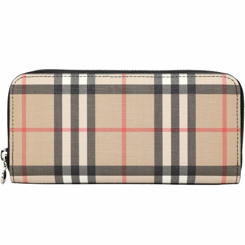 [專櫃價$16200 限量58折]BURBERRY Vintage 格紋拉鍊長夾(黑色)