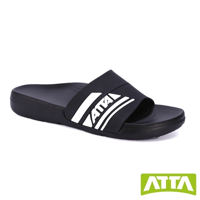 ATTA 運動風圖紋室外拖鞋-黑白