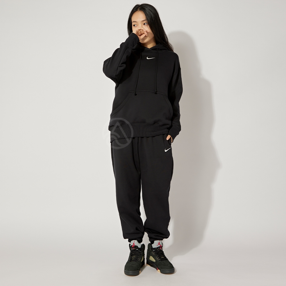 Nike As W Nsw Phnx Flc Hr Os Pant 女款黑色高腰刷毛長褲DQ5888-010