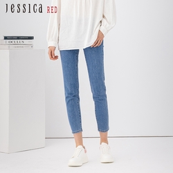 JESSICA RED - 休閒百搭舒適煙管牛仔褲824223（淺藍）
