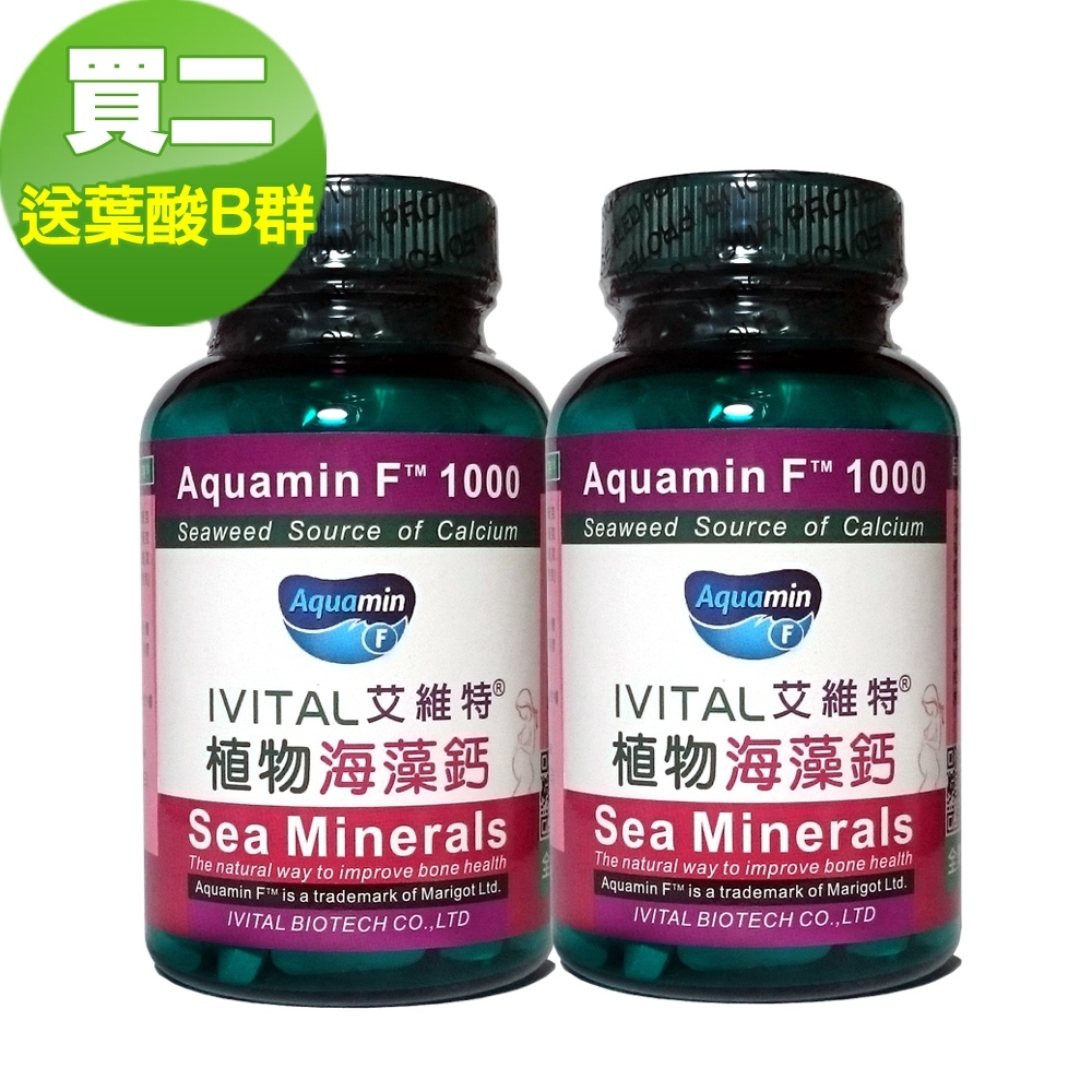 IVITAL艾維特 海藻鈣微甜可嚼錠(100錠)「2瓶送2盒B群葉酸錠」孕婦/中老年/青少年鈣質補充