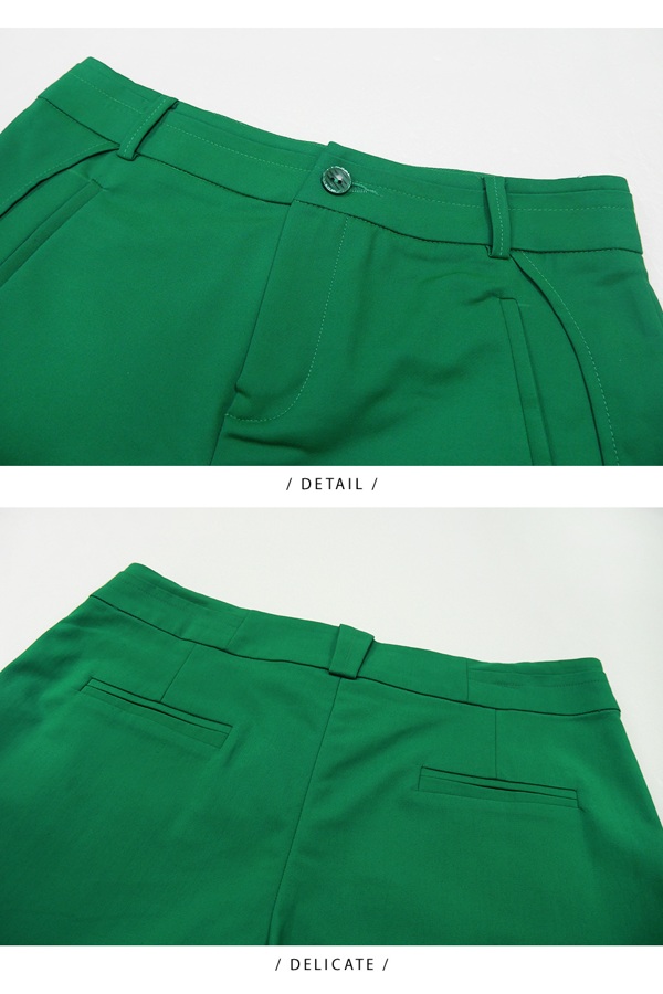 【麥雪爾】棉質綠色時髦修身短褲