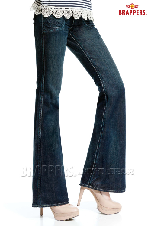 BRAPPERS 女款 女個性系列-大靴型褲-深藍