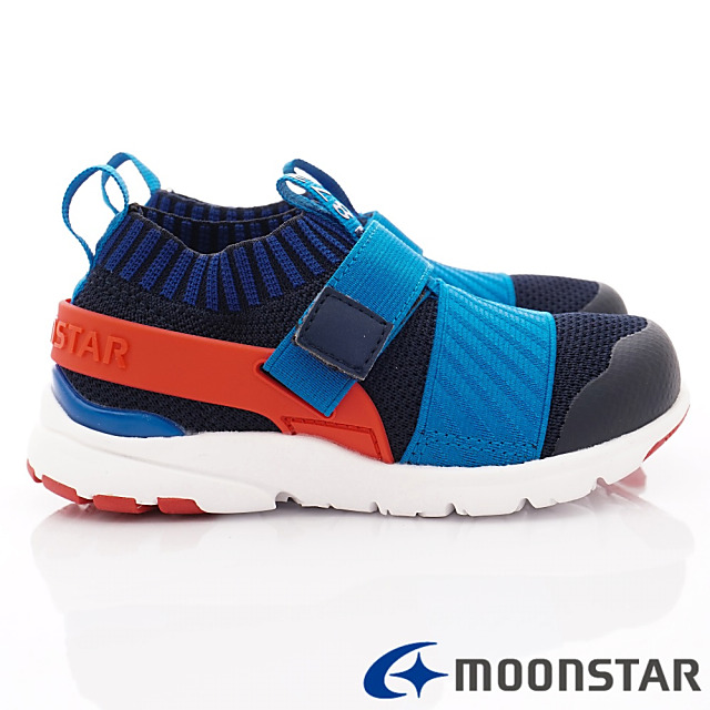 日本月星頂級競速童鞋 襪套忍者鞋款 TW2285藍(中小童段)