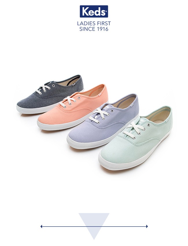 Keds CHAMPION 玩色經典綁帶休閒鞋-藍