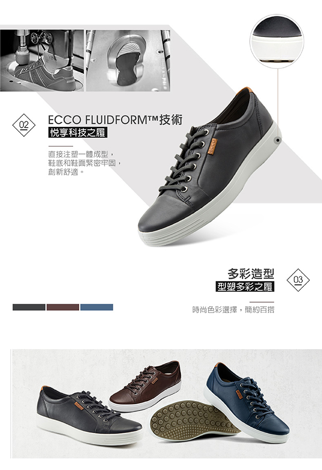 ECCO SOFT 7 M 經典輕巧休閒鞋 男 白