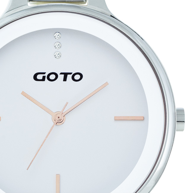 GOTO奢華簡約070系列時尚手錶-白/39mm