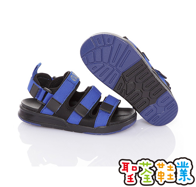 TOPUONE童鞋 腳床型輕量減壓可調式運動休閒涼鞋-藍