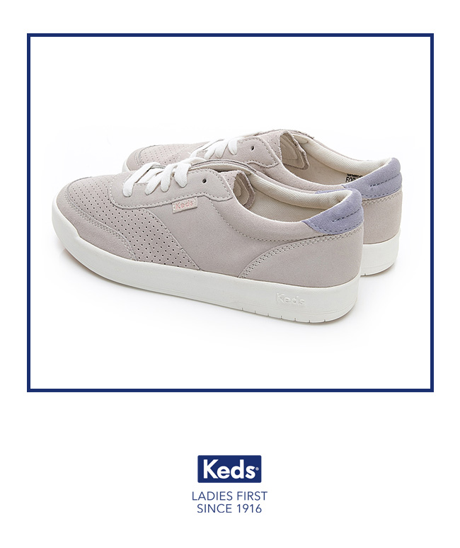 Keds MATCH POINT 經典復刻皮革休閒鞋-淺灰