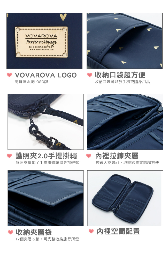 VOVAROVA空氣包-環遊世界護照夾-心空閃耀(藍)