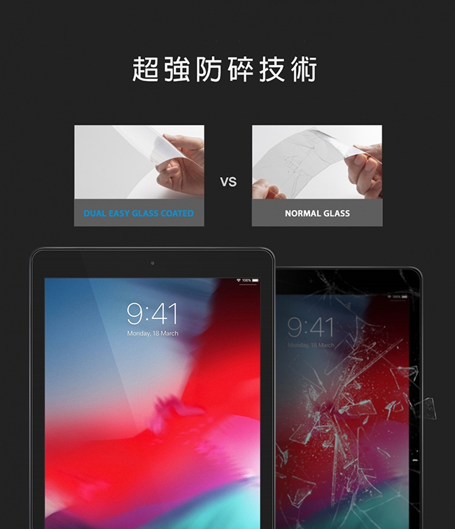 Rearth Apple iPad 第5/6代 (9.7寸)滿版抗衝擊螢幕保護貼