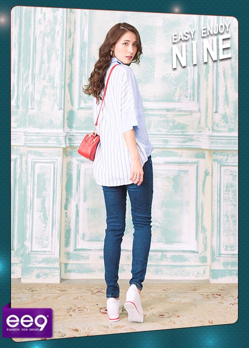 ee9 耀眼光芒異材質拼接鑲鑽內增高休閒鞋 白色