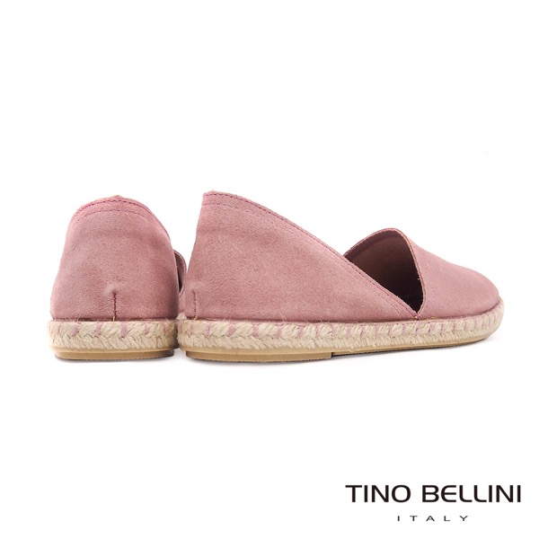 Tino Bellini 西班牙進口側鏤空平底麻編休閒鞋 _ 粉