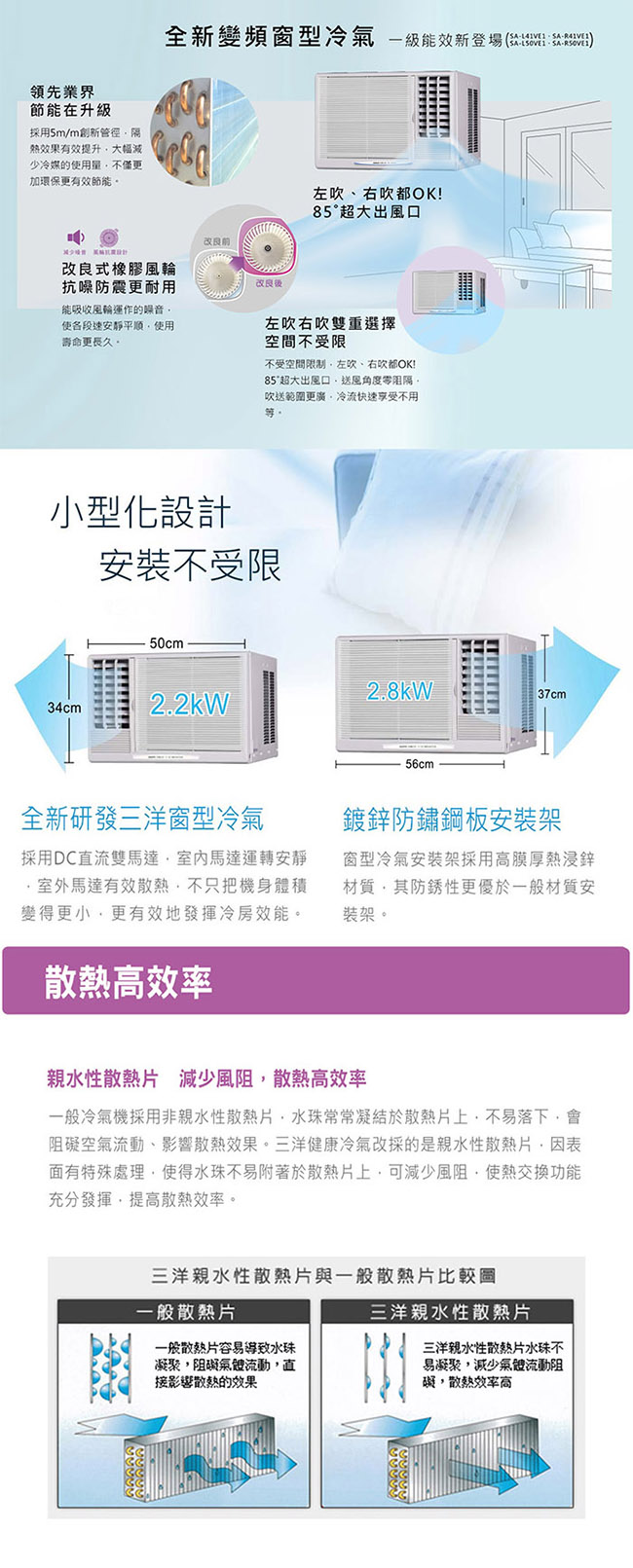 SANLUX三洋 6-8坪窗型左吹變頻冷氣SA-L41VE1