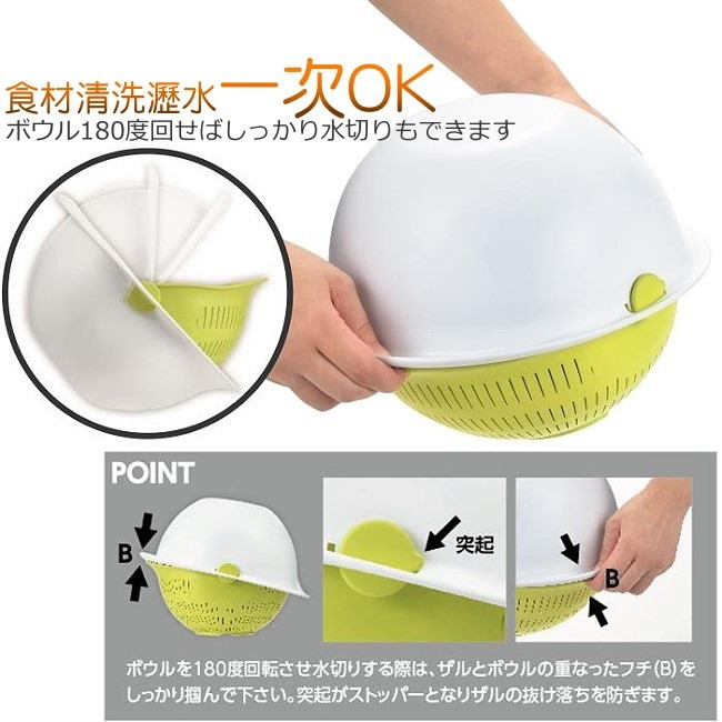 【特惠組】日本Pearl 食材5枚刃剪刀+旋轉瀝水籃(小)