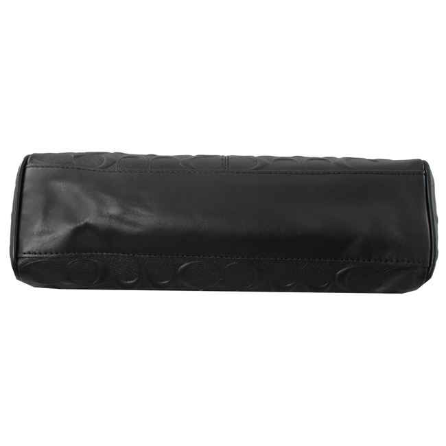 COACH 烙印LOGO牛皮拼立體C牛皮翻蓋中型斜背包(黑)