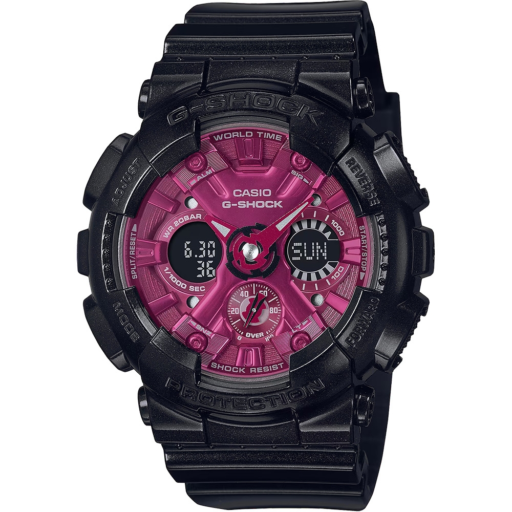 CASIO】G-SHOCK 勃根地酒紅系列雙顯手錶GMA-S120RB-1A - Global Mall