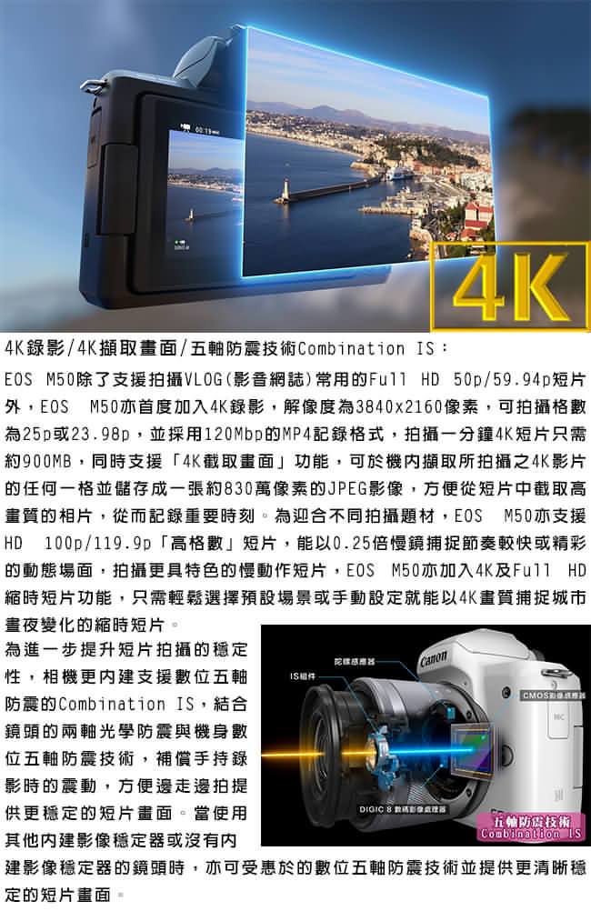 CANON EOS M50+15-45mm+55-200mm 雙鏡組*(中文平輸)