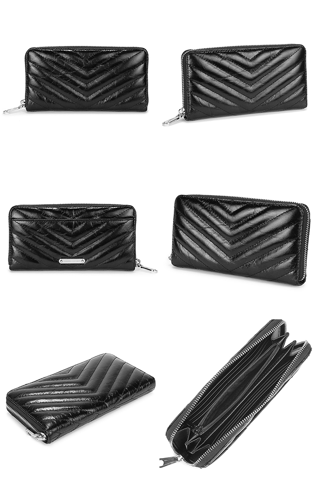 Rebecca Minkoff EDIE山型紋皮革拉鍊長夾