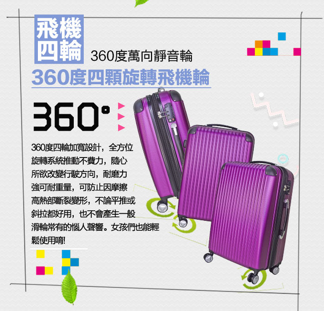 (福利品 20吋) ABS混款TSA鎖硬殼箱/行李箱/旅行箱