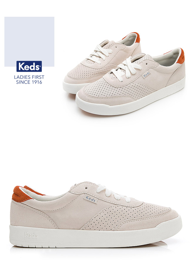 Keds MATCH POINT 經典復刻皮革休閒鞋-灰白