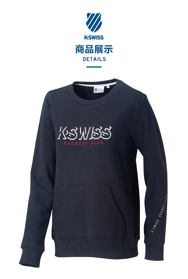 K-SWISS Round Sweat Shirts女圓領長袖上衣-女-黑