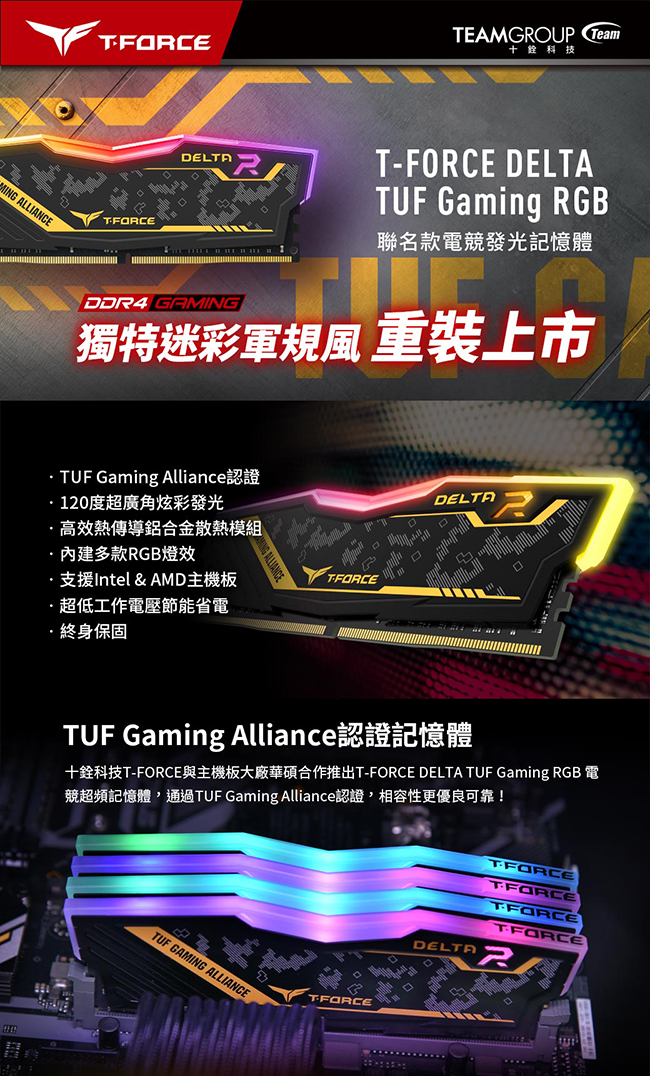 Team十銓 DELTA TUF Gaming 32G DDR4-3200 (16Gx2)