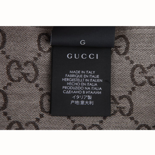 GUCCI 經典GG緹花 LOGO羊毛披巾(咖啡)