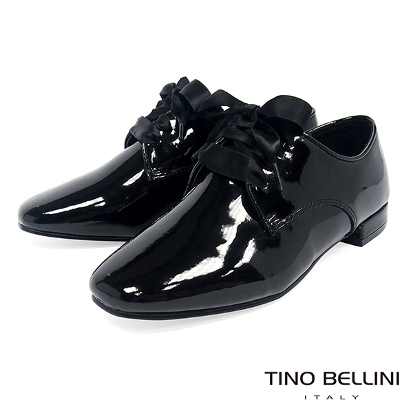 Tino Bellini 簡約風尚品味漆皮緞帶皮鞋 _ 黑