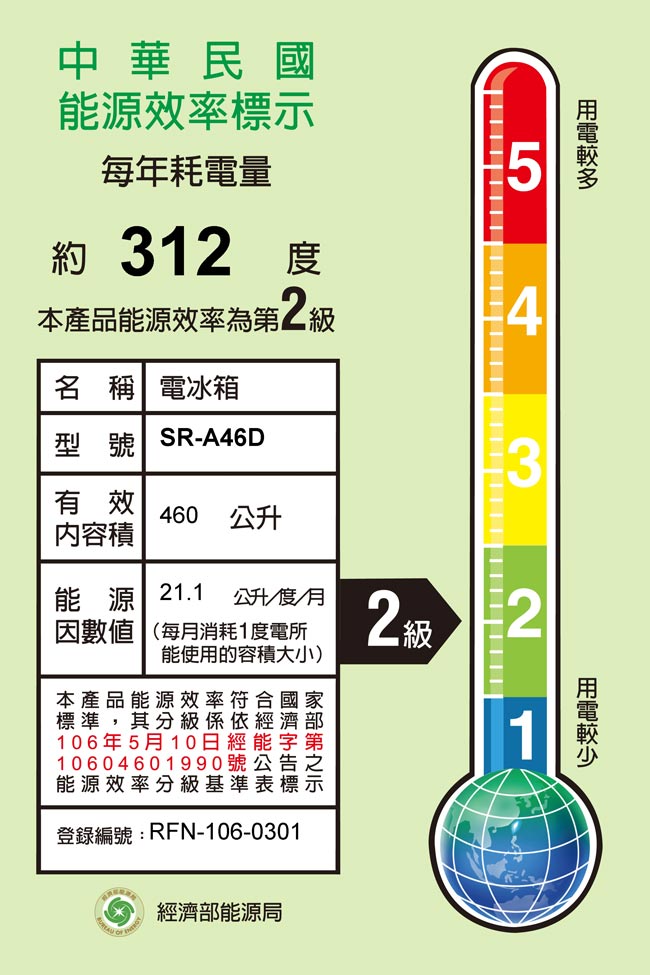 福利品 SAMPO聲寶 460L 2級變頻2門電冰箱 SR-A46D(R6) 紫燦銀﻿