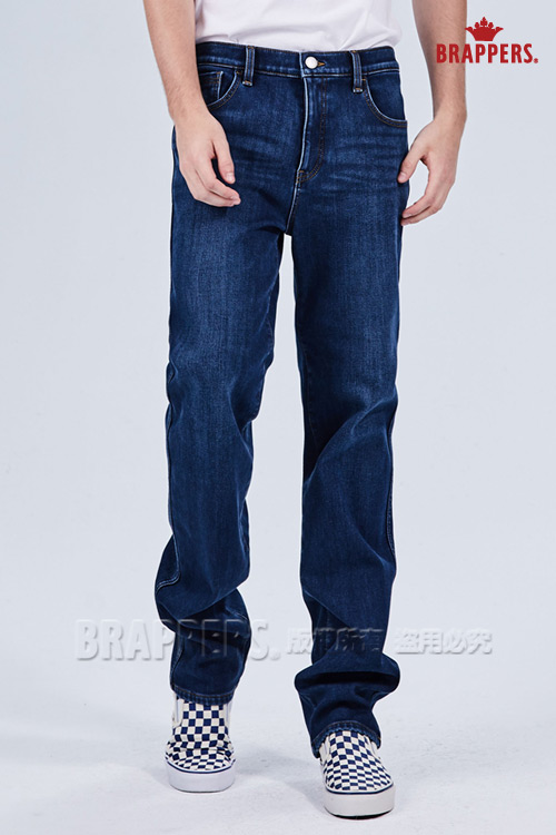 BRAPPERS 男款-彈性保暖直筒褲-藍