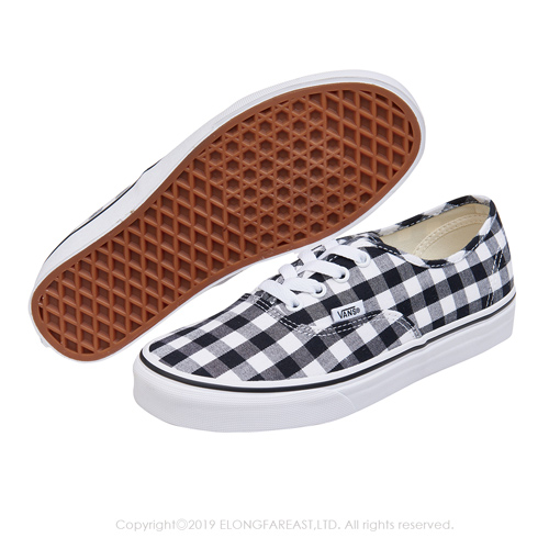 (女)VANS Authentic 格紋綁帶休閒鞋*黑白