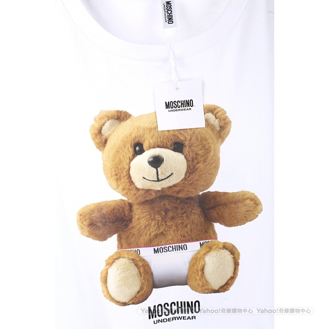 MOSCHINO Underwear 內褲泰迪熊寶寶白色長版棉質T恤