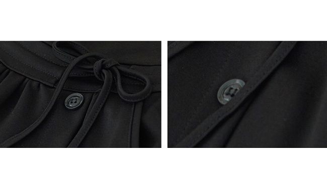 慢 生活 設計款綁繩造型排扣長裙-黑色