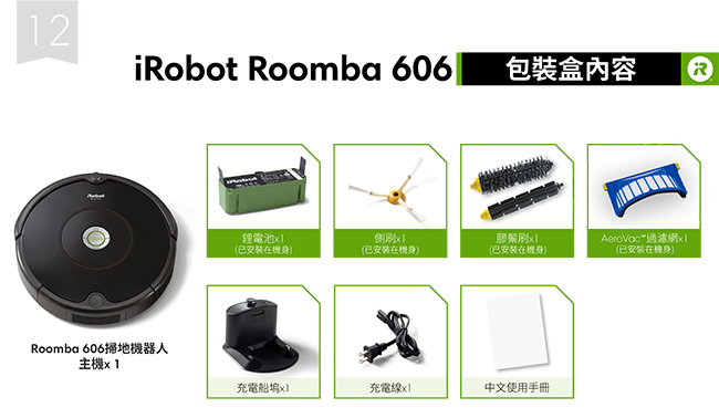 美國iRobot Roomba 606掃地機器人 (總代理保固1+1年)